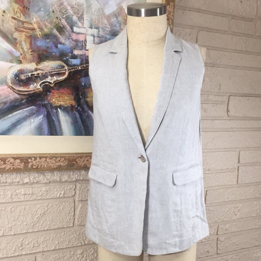 J. Jill Shimmer Metallic Sleeveless Jacket Vest